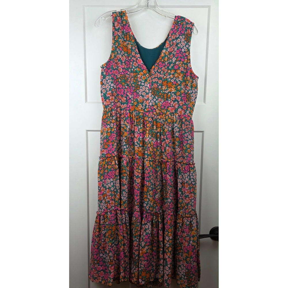 J.Crew Womens Floral Tiered Midi Dress in Micro Meadow Print Size Medium - Picture 3 of 13
